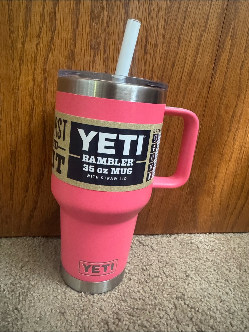 YETI Rambler 35 oz Tropical Pink BPA Free 2.0 Straw Mug